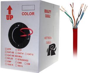 Nippon Labs 50CP-C6-ST-1K-RD 1000 ft. Bare Copper 24AWG Cat6 Bulk Cable, Stranded Wire - Red
