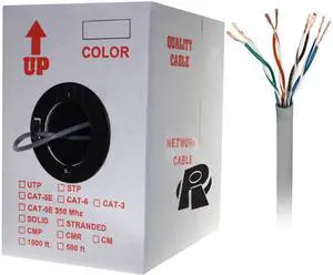 Nippon Labs 50CP-C6-ST-1K-GY 1000 ft. Bare Copper 24AWG Cat6 Bulk Cable, Stranded Wire - Gray