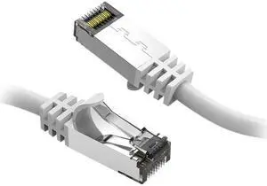 Nippon Labs Cat8 RJ45 5ft Ethernet Patch Internet Network LAN Cable, In/Outdoor, 26AWG, Shielded Latest 40Gbps 2000MHz, Weatherproof S/ftP -in Wall, Outdoor for Gaming/Router/Modem/PC/Switch (White)