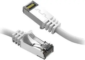 Nippon Labs Cat8 RJ45 0.5ft Ethernet Patch Internet Network LAN Cable, In/Outdoor, 26AWG, Shielded Latest 40Gbps 2000MHz, Weatherproof S/ftP -in Wall, Outdoor for Gaming/Router/Modem/PC/Switch (White)