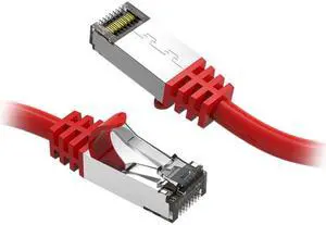 Nippon Labs Cat8 RJ45 5ft Ethernet Patch Internet Network LAN Cable, In/Outdoor, 26AWG, Shielded Latest 40Gbps 2000MHz, Weatherproof S/ftP -in Wall, Outdoor for Gaming/Router/Modem/PC/Switch (Red)
