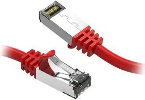 Nippon Labs Cat8 RJ45 2ft Ethernet Patch Internet Network LAN Cable, In/Outdoor, 26AWG, Shielded Latest 40Gbps 2000MHz, Weatherproof S/ftP -in Wall, Outdoor for Gaming/Router/Modem/PC/Switch (Red)