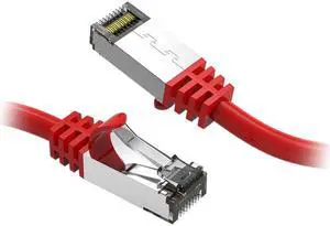 Nippon Labs Cat8 RJ45 0.5ft Ethernet Patch Internet Network LAN Cable, In/Outdoor, 26AWG, Shielded Latest 40Gbps 2000MHz, Weatherproof S/ftP -in Wall, Outdoor for Gaming/Router/Modem/PC/Switch (Red)