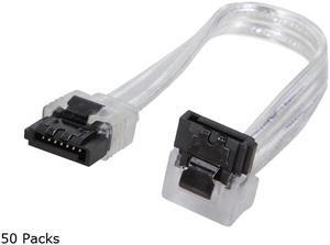 Nippon Labs S3L0.5-90/180SL-50P 6 in. SATA III Male to Male Latching Cable(Flat to Right Angle), Silver - 50 Packs