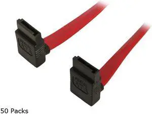 Nippon Labs SATA-1RR-50P Premium 1M (3.28 ft.) SATA Cable with 2 Right Angle Connectors for SATA I and SATA II Hard Drive - 50 Packs