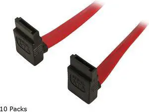 Nippon Labs SATA-1RR-10P Premium 1M (3.28 ft.) SATA Cable with 2 Right Angle Connectors for SATA I and SATA II Hard Drive - 10 Packs