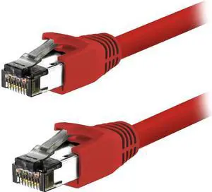 Nippon Labs 60CAT8-10-24RD-10P 10 ft. Cat 8 Red 2GHz, 40G, 24AWG, S/FTP - Shielded Latest 40Gbps 2000Mhz SFTP Patch Cord, Heavy Duty High Speed Cat 8 LAN Network RJ45 Cable