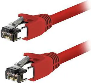 Nippon Labs 60CAT8-50-24RD-10P 50 ft. Cat 8 Red 2GHz, 40G, 24AWG, S/FTP - Shielded Latest 40Gbps 2000Mhz SFTP Patch Cord, Heavy Duty High Speed Cat 8 LAN Network RJ45 Cable