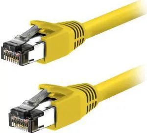 Nippon Labs 60CAT8-0.5-24YW-10P Cat 8 Ethernet Cable 0.5 feet - Yellow | 2GHz, 40G, 24AWG, S/FTP - Shielded Latest 40Gbps 2000Mhz SFTP Patch Cord