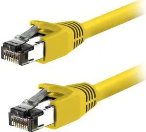 Nippon Labs 60CAT8-10-24YW-10P 10 ft. Cat 8 Yellow 2GHz, 40G, 24AWG, S/FTP - Shielded Latest 40Gbps 2000Mhz SFTP Patch Cord, Heavy Duty High Speed Cat 8 LAN Network RJ45 Cable