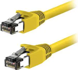Nippon Labs 60CAT8-50-24YW-10P 50 ft. Cat 8 Yellow 2GHz, 40G, 24AWG, S/FTP - Shielded Latest 40Gbps 2000Mhz SFTP Patch Cord, Heavy Duty High Speed Cat 8 LAN Network RJ45 Cable