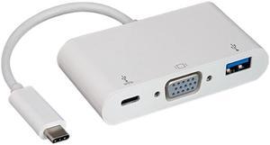 Nippon Labs 6 inch USB-C to VGA, USB 3.0, USB-C Power Pass-Through Multiport Dock, 50USB31C-VGAF-3