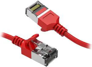 Nippon Labs 60CAT8-7-30RD 7 ft. Cat 8 Red U/FTP Slim Ethernet Network Cable 30AWG - Latest 40Gbps 2000Mhz RJ45 Patch Cord