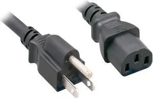 Nippon Labs 18 AWG Standard Power Cord NEMA 5-15P to C13, SVT, 10A, 125V, NEMA5-15P/IEC320 C13, 1ft. Black Cable