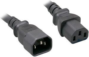 Nippon Labs 18 AWG AC Power Extension Cable, IEC320 C13/C14, 18AWG, SVT, 10A, 250V, Black, 2 ft. Power Cord