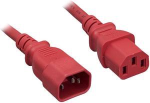 Nippon Labs 18 AWG Power Extension Cable, IEC320 C13/C14, 18AWG, SJT, 10A, 250V, Red, 6 ft. Power Cord