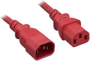 Nippon Labs 18 AWG Power Extension Cable, IEC320 C13/C14, 18AWG, SJT, 10A, 250V, Red, 4 ft. Power Cord