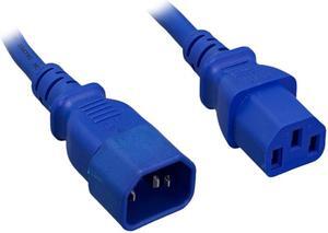 Nippon Labs 18 AWG Power Extension Cable, IEC320 C13/C14, 18AWG, SJT, 10A, 250V, Blue, 4 ft. Power Cord