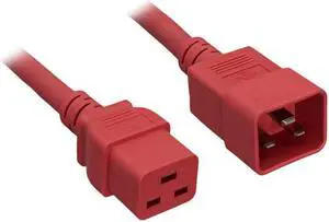 Nippon Labs 12 AWG C20 to C19 Universal Jumper Power Cord, IEC320 C19/C20 SJT 20A 250V 6 ft. - Red