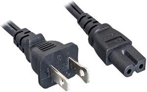 Nippon Labs 18 AWG Polarized US Notebook Power Cord NEMA 1-15P to C7, SPT-2, NEMA1-15P/IEC320 C7, 15 ft. Black Power Cable