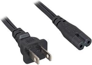 Nippon Labs 18 AWG Non-Polarized US Notebook Power Cord NEMA 1-15P to C7, No Edge, C7/NEMA1-15P 10 ft. Black Power Cable