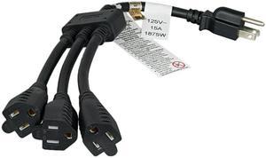 Nippon Labs 14 AWG 1-to-3 Power Cord Splitter (NEMA 5-15P to NEMA 5-15R X3),SJT, Black Color, 36 inch Power Cord, 30P-10W1-145PR3Y-36
