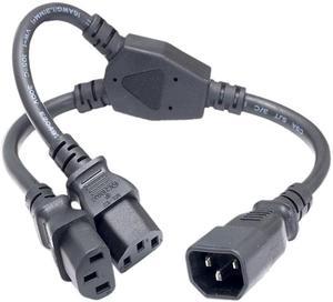 Nippon Labs 16AWG 1-to-2 Power Cord Extension (IEC-60320-C14 to IEC-60320-C13 x 2), SJT, Black Color, 72 inch Power Cord Splitter C14 To C13 X 2, 30POW-10W1-161413Y-72
