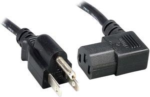 Nippon Labs 18 AWG Right Angle Standard Power Cord NEMA 5-15P to C13, 10A, 125V, 6 ft. Black Power Cable NEMA 5-15P to IEC-60320-C13