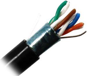 Nippon Labs CAT5E Outdoor Bulk Ethernet Cable, Direct Burial Shielded Solid Copper, 24 AWG, Shielded, (F/UTP), PE Outdoor Jacket, Drain Wire, 1000' Pull Box - Black 1000 ft. 80C5CMXE-432BK