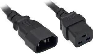 Nippon Labs 14 AWG C14 / C19 Power Cord, IEC-60320-C14 to IEC-60320-C19, SJT, 15A/250V, 6 ft. Black Power Cable