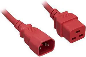 Nippon Labs 14 AWG C14 / C19 Power Cord, IEC-60320-C14 to IEC-60320-C19, SJT, 15A/250V, 6 ft. Red Power Cable
