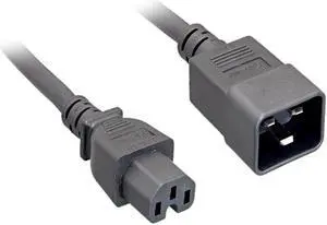 Nippon Labs 14 AWG. C15 / C20 Power Cord, SJT, 15A, 300V, 6 ft. IEC-60320-C15 to IEC-60320-C20 Black Power Cable