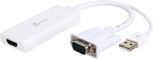 j5create VGA to HDMI Video Audio Adapter with Built-in USB Power Cable