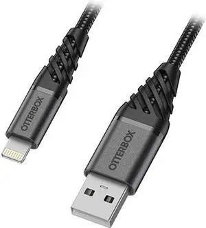 OtterBox 78-52644 Dark Ash Black Lightning to USB-A Cable - Premium 6.56 ft. (2m)