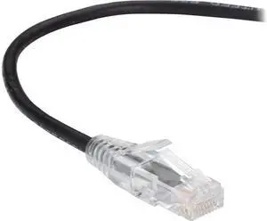 Black Box C6APC28-BK-12 12 ft. Cat 6A Black Slim-Net Low-Profile 500-MHz Ethernet Patch Cable - Snagless, Unshielded (UTP)