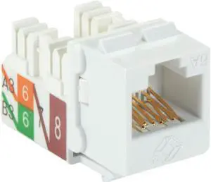 Black Box GigaTrue 2 CAT6A Keystone Jack - Unshielded, RJ45, White, Single