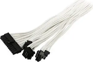 Phanteks PH-CB-CMBO_WT Universal Extension Cables Kit (PH-CB-CMBO) - 1x 24pin ATX, 1x 8pin (4+4) EPS, 2x 8pin (6+2) PCI-e Extension, 500mm Length, Individually Sleeved, White Color