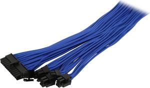 Phanteks PH-CB-CMBO_BL Universal Extension Cables Kit (PH-CB-CMBO) - 1x 24pin ATX, 1x 8pin (4+4) EPS, 2x 8pin (6+2) PCI-e Extension, 500mm Length, Individually Sleeved, Blue Color