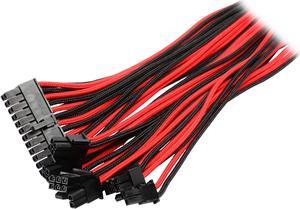 Phanteks PH-CB-CMBO_BR Universal Extension Cables Kit (PH-CB-CMBO) - 1x 24pin ATX, 1x 8pin (4+4) EPS, 2x 8pin (6+2) PCI-e Extension, 500mm Length, Individually Sleeved, Black/Red Color