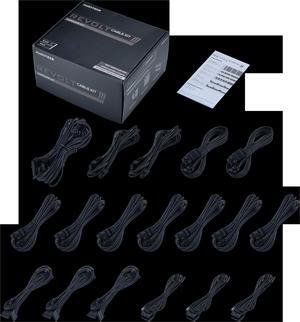 Phanteks PH-CBKT-CO_BK01 Revolt Cable Kit, Complete Set, Individually Sleeved Cables, Compatible with Revolt and AMP power supplies, Black