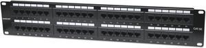 Intellinet Cat5e Patch Panel, 48-Port, UTP, 2U, Black