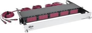Tripp Lite 50/125 Breakout Fiber Patch Panel, 40 GB to 10 GB, 15 MTP QSFP to 60 LC Duplex OM4 Multimode Ports, 1U (N48K-15M8L60-B)