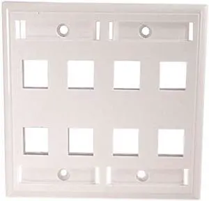 C2G 03415 8-Port Double Gang Multimedia Keystone Wall Plate - White