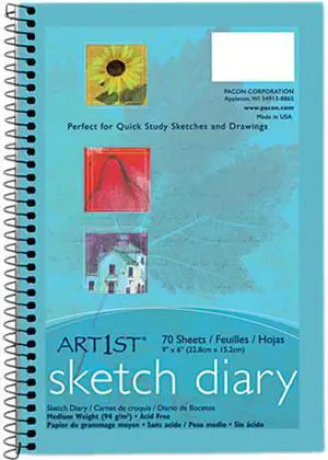 Pacon 4790 Art1st Sketch Diary 70 Sheet - 94 g/m² Grammage - 9" x 6" - 1 Each - White Paper