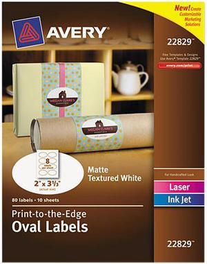 Avery Oval Print-to-the-Edge Easy Peel Labels Laser Matte White 2 x 3 1/3 80