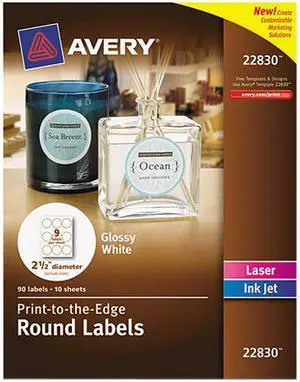 Avery Label,Rnd,2.5" Dia,90,Gwh 22830