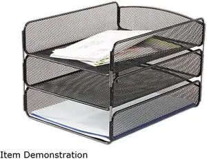 Safco Desk Tray Three Tiers Steel Mesh Letter Black 3271BL