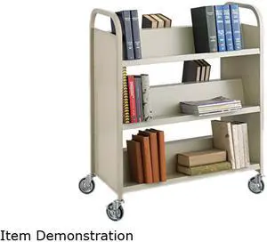Steel Slant Shelf Book Cart, Six-Shelf, 36W X 18-1/2D X 43-1/2H, Sand