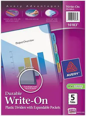Write & Erase Big Tab Plastic Dividers 5-Tab Letter
