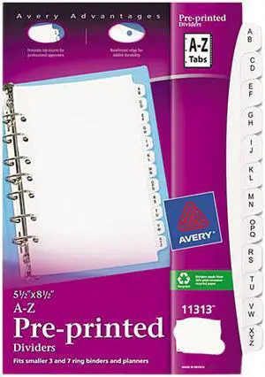Avery Preprinted Tab Dividers 12-Tab 8 1/2 x 5 1/2 11313